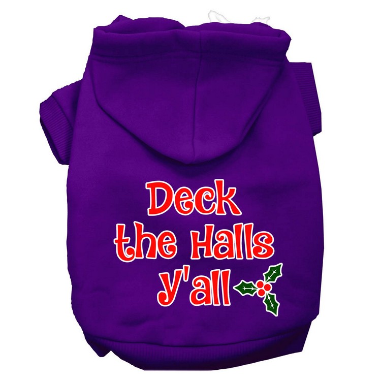 Deck the Halls Y'all Screen Print Dog Hoodie Purple XXXL